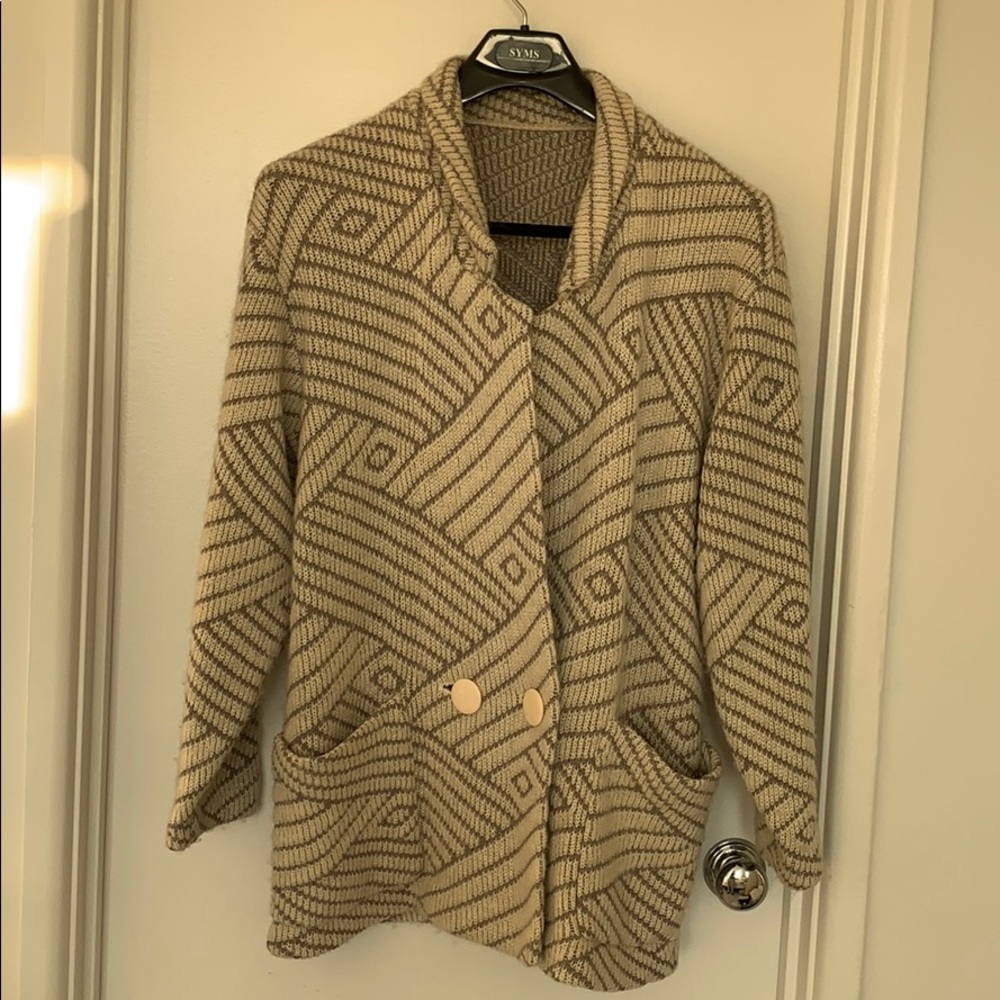 Women’s beige taupe double breasted sweater jacket